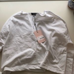 inserted zip crop sweatshirt white